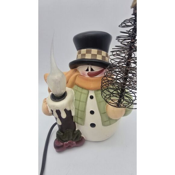 Crazy Mountain Snowman Figurine Holding a Tree Night Light- Christmas - Picture 3 of 5